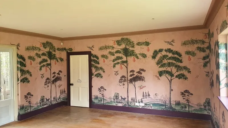 Hand-printed mural paper after
